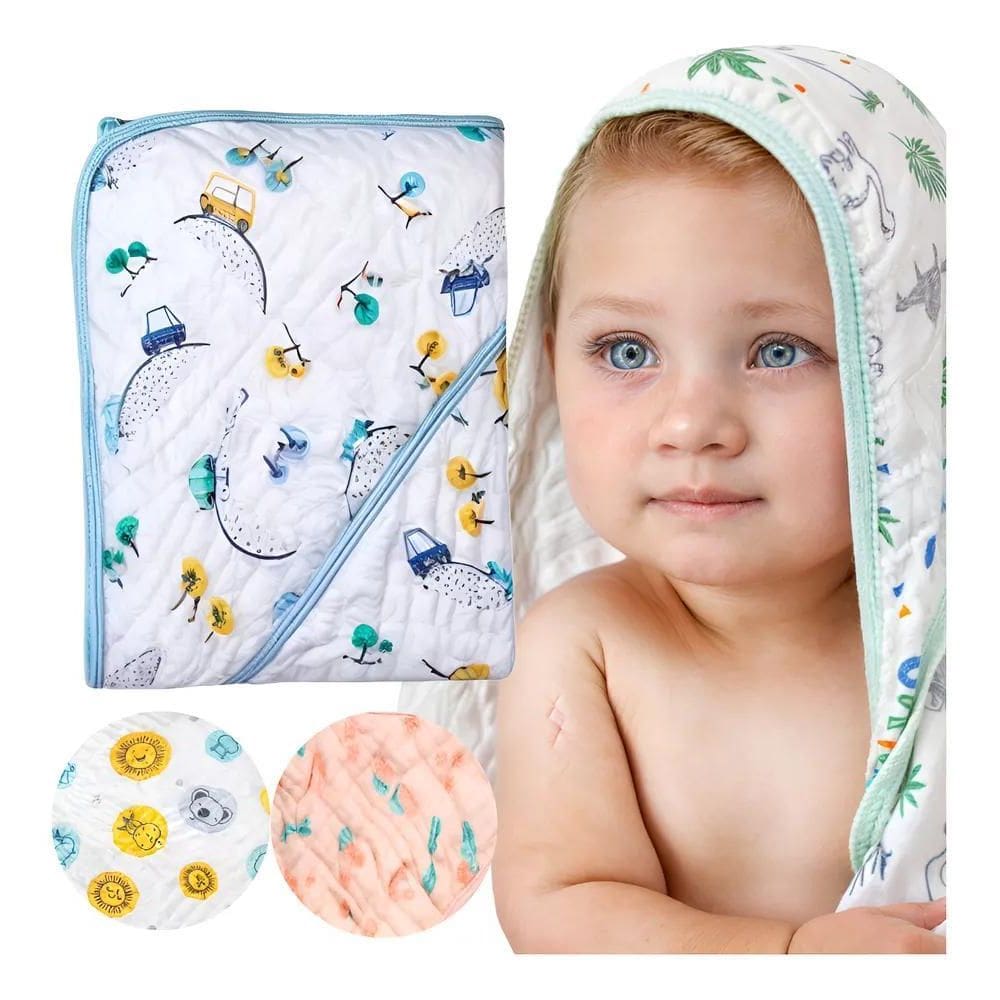 Toalha Soft Fralda De Bebê C/Capuz Tecido Luxo Carrinhos