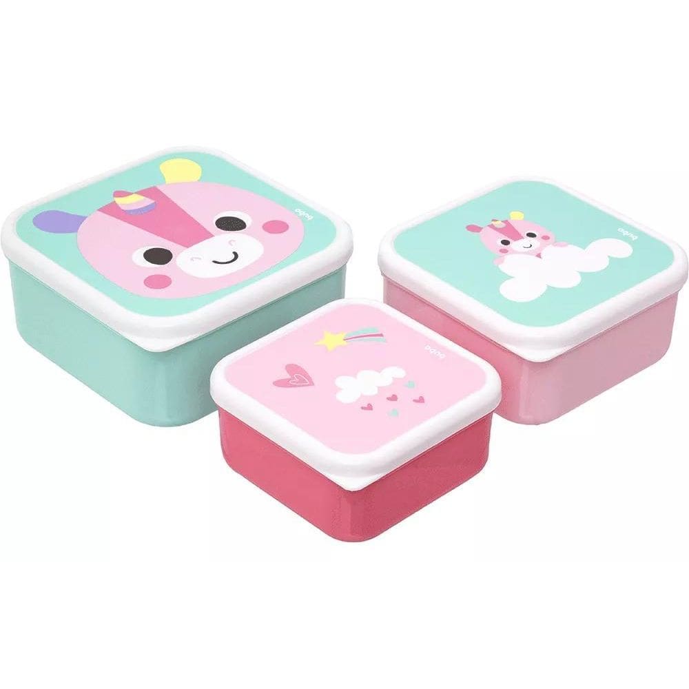 Kit 3 Potinhos Bubazoo Unicornio Freezer E Microondas Lanche