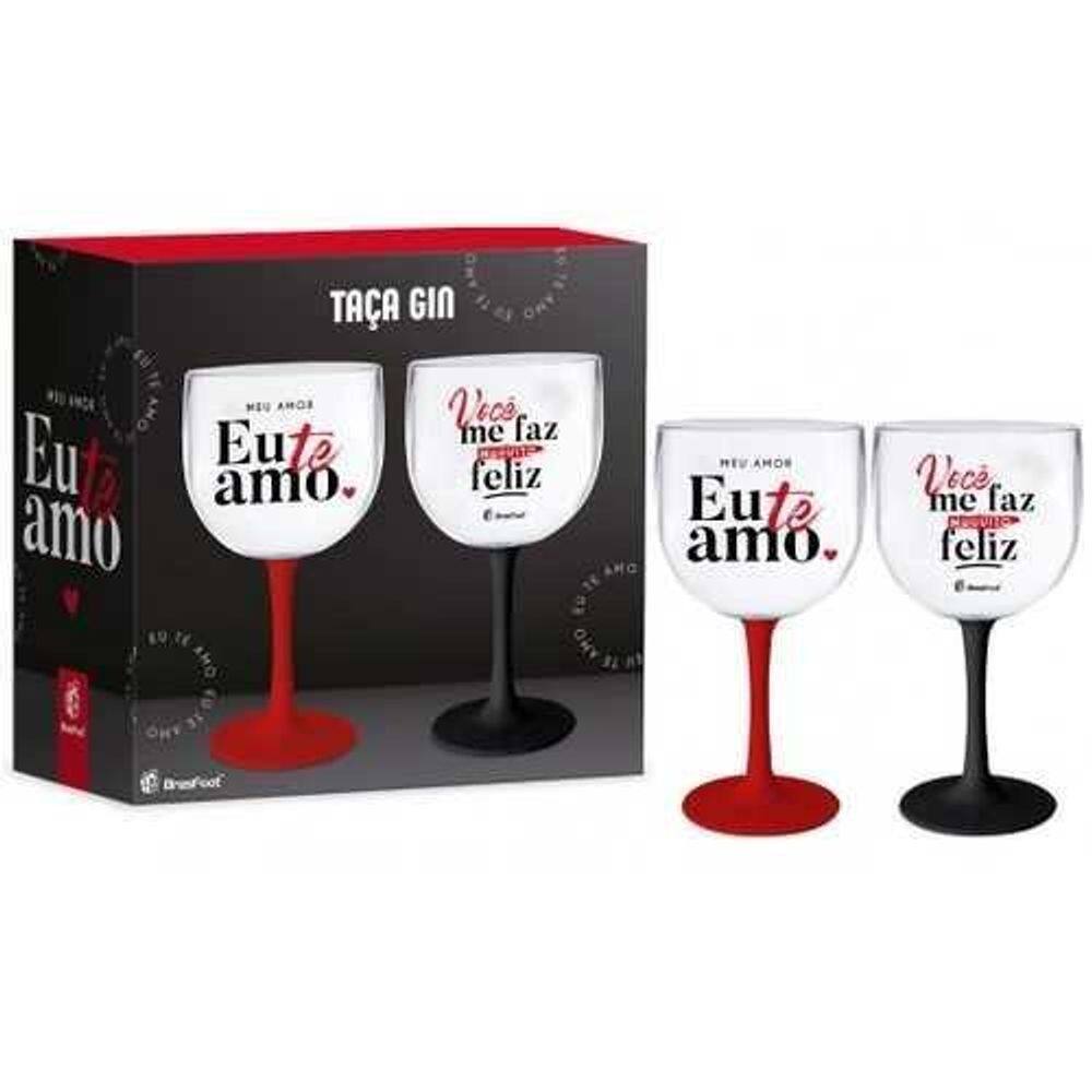Conjunto 2 Taca Gin Bicolor Meu Amor Te Amo Brasfoot