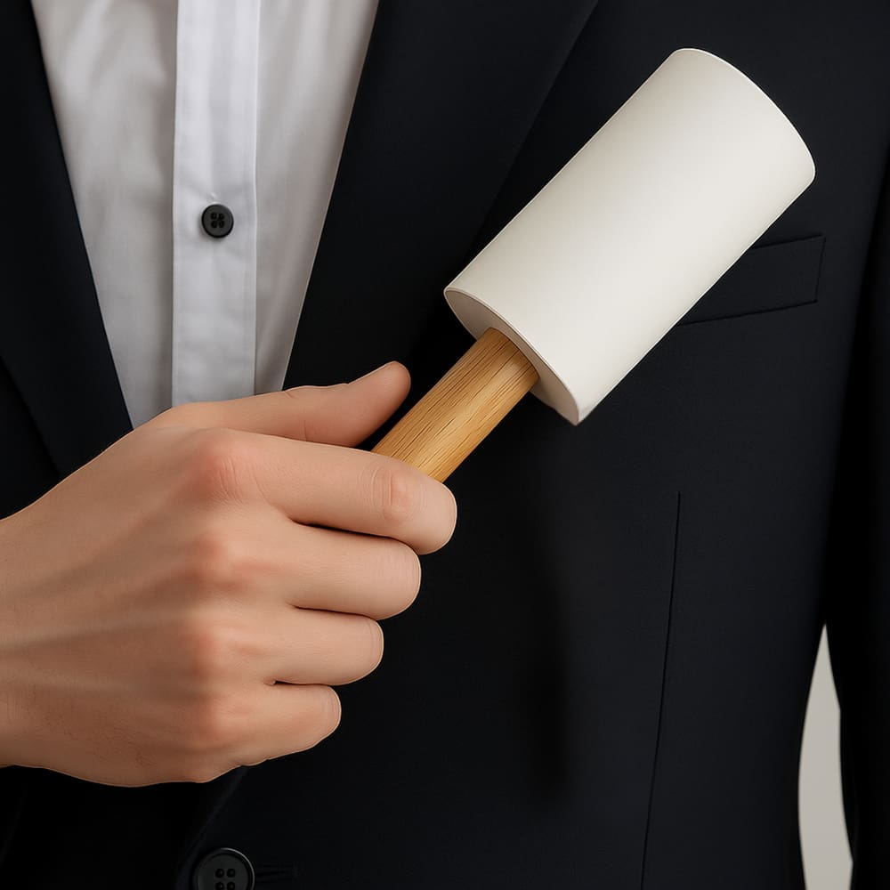 Kit 2 Rolo Tira Pelos Reutilizável com Cabo de Bambu e 2 Refil Extra