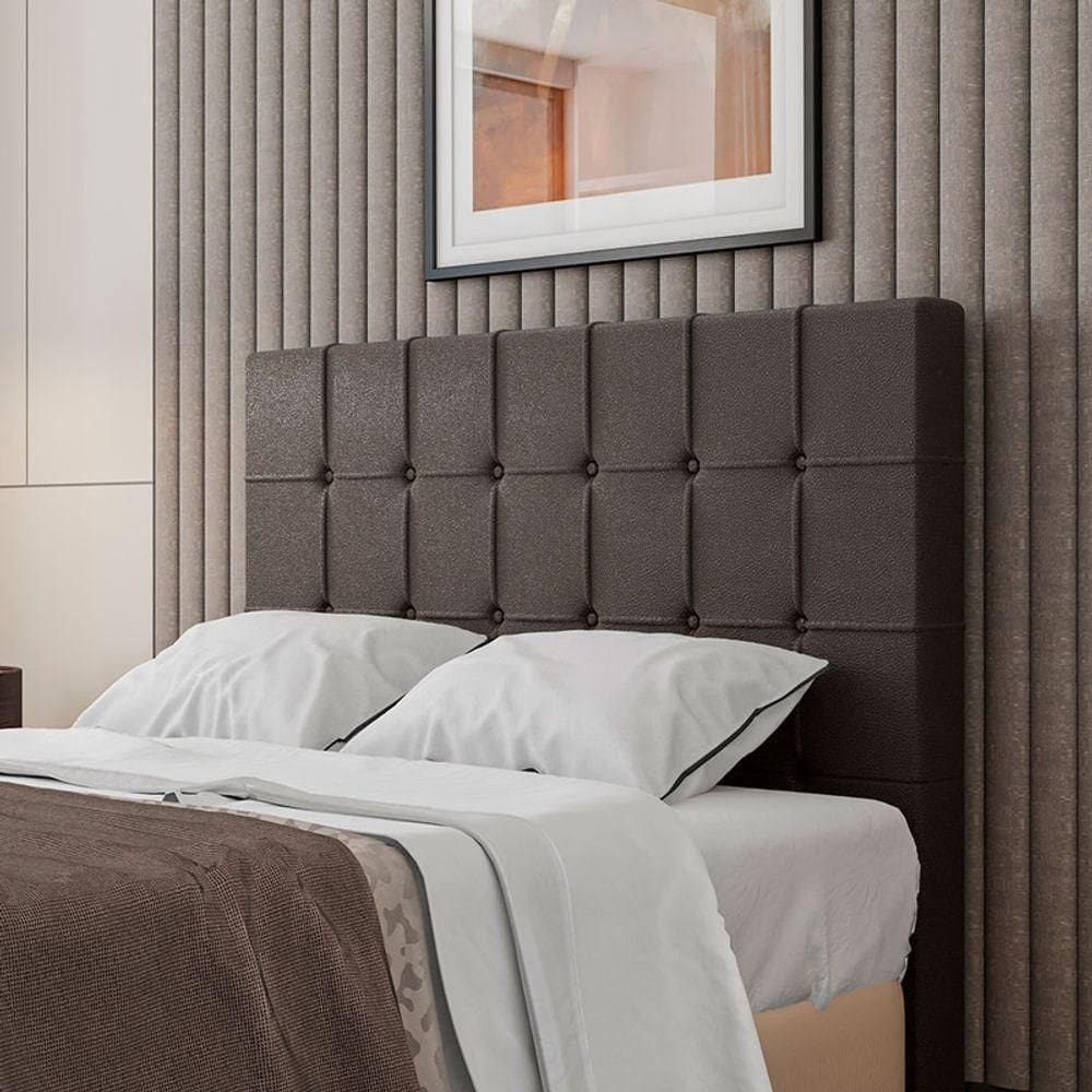 Cabeceira Estofada Queen 160 Cm Turmalina Corino Marrom