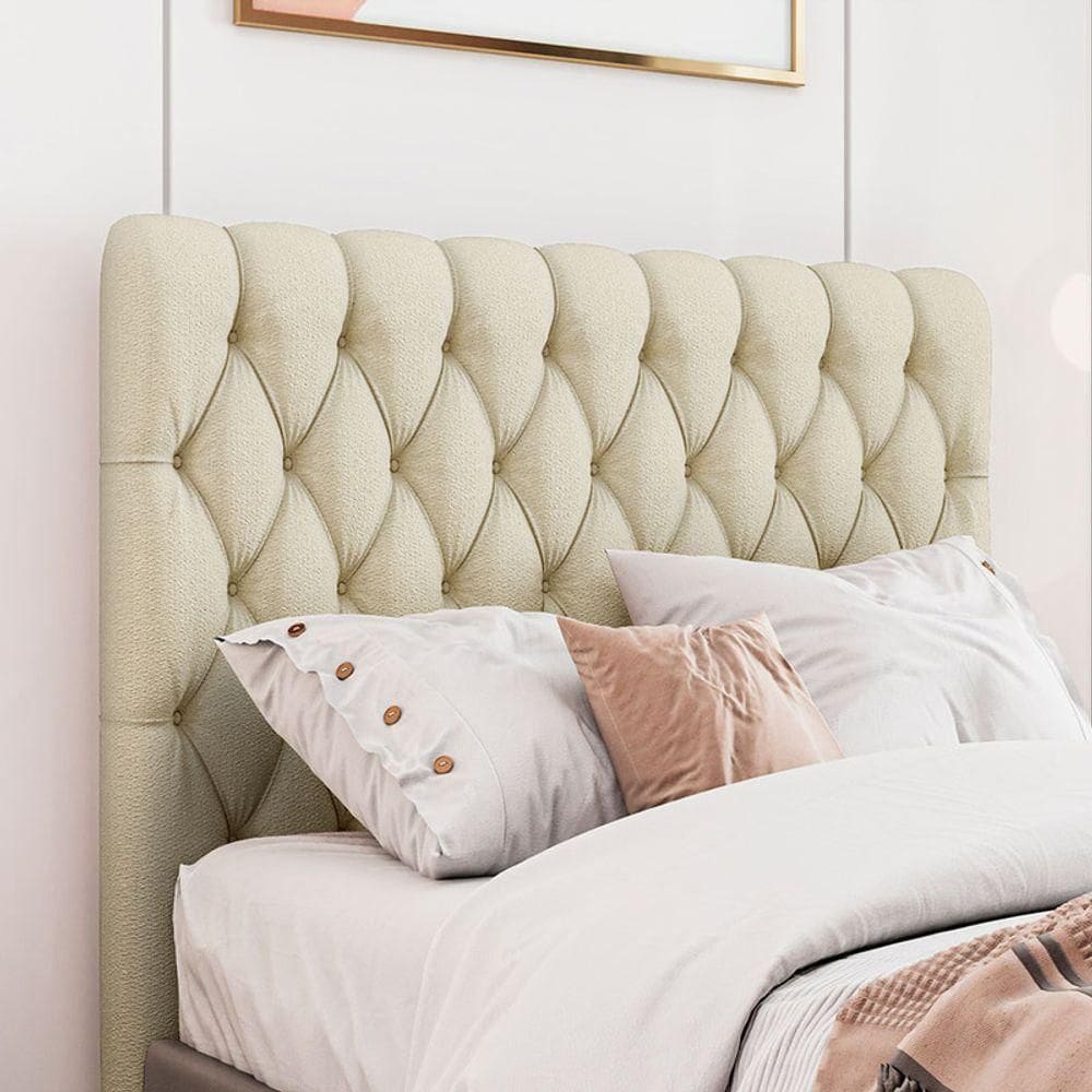 Cabeceira Estofada Solteiro 90 Cm Topázio Linho Creme