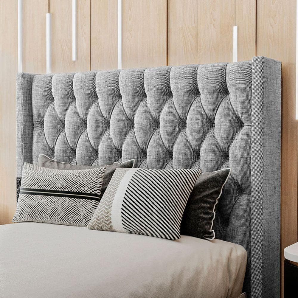 Cabeceira Estofada Solteiro 90 Cm Pérola Linho Cinza