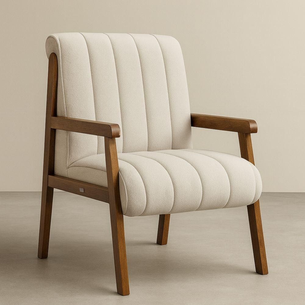 Poltrona Conceito Belga Bouclé Premium Bege