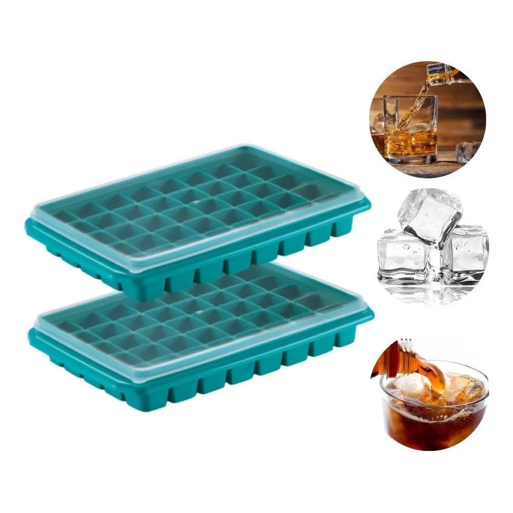 3X 2 Formas Gelo Com Tampa Cubo Grande 40 Cubos Drink Whisky