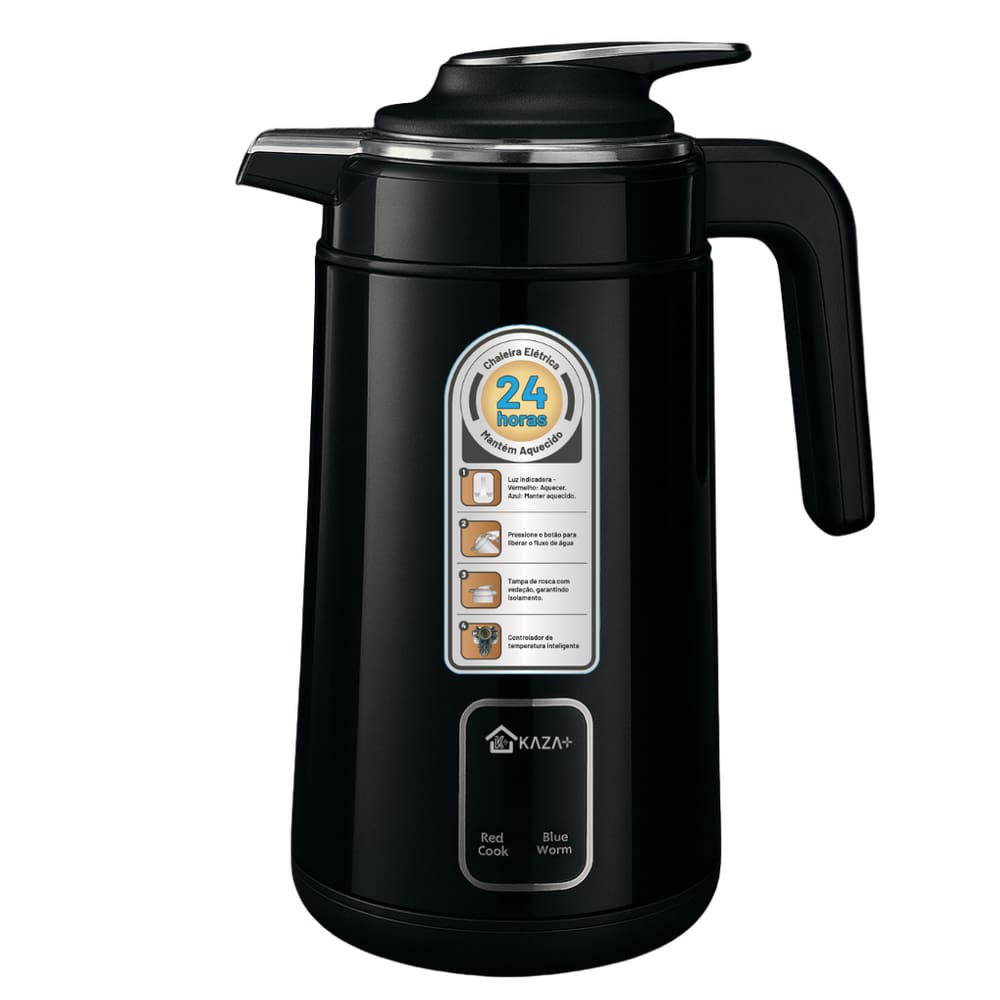 Chaleira Elétrica Térmica Kaza+ 110V 1,5L 1200W Inox Verde