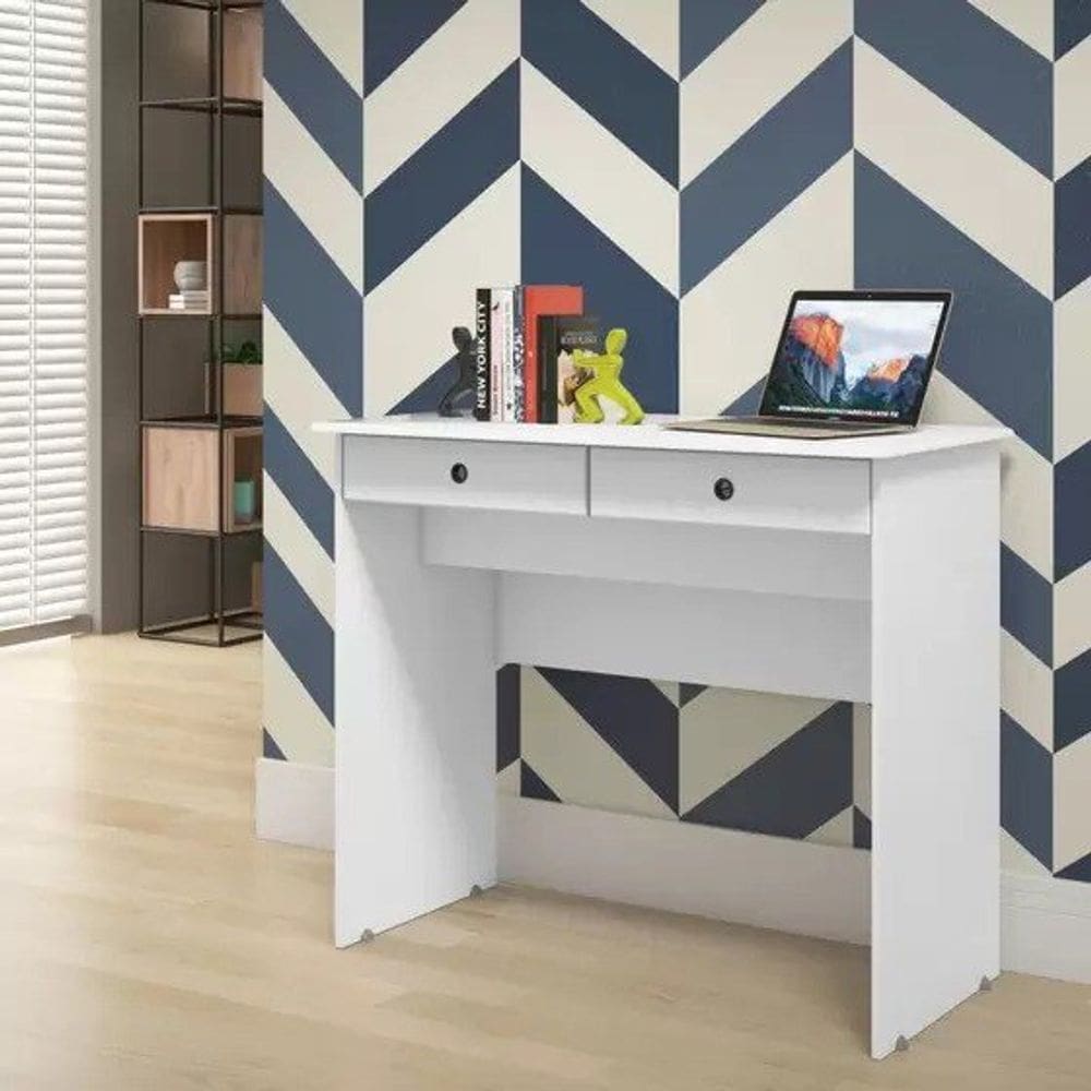 Mesa de computador branco- 2 gavetas saimys