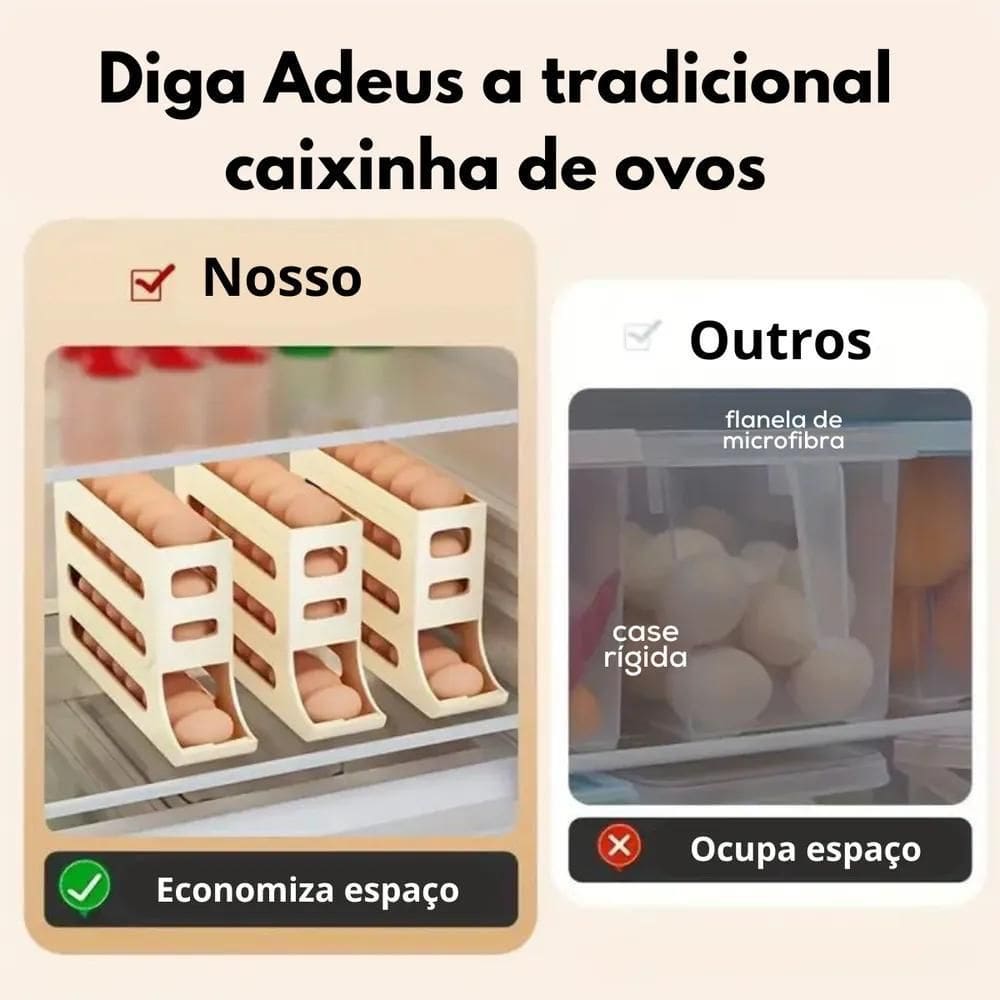 10X Porta Ovos Dispenser Organizador De Geladeira Bandeja