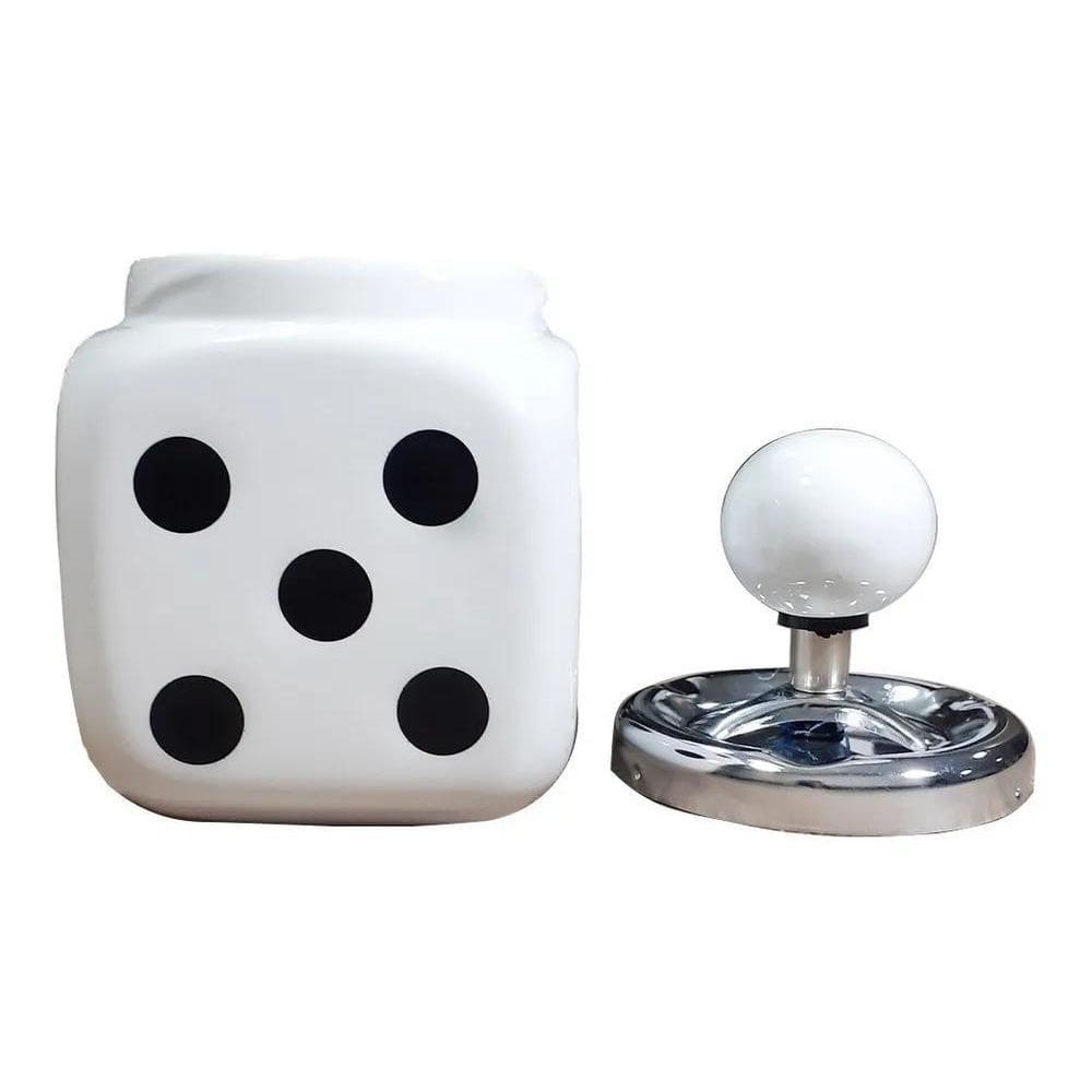 2X Cinzeiro Dado Com Tampa Porcelana E Metal Cor Branco