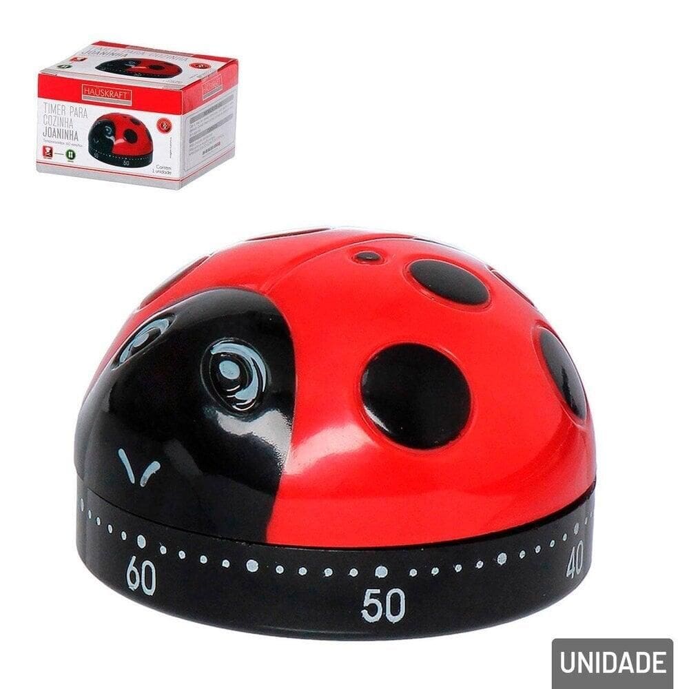 Timer de Cozinha 6cm Até 60 Minutos Joaninha - Tudo em Caixa