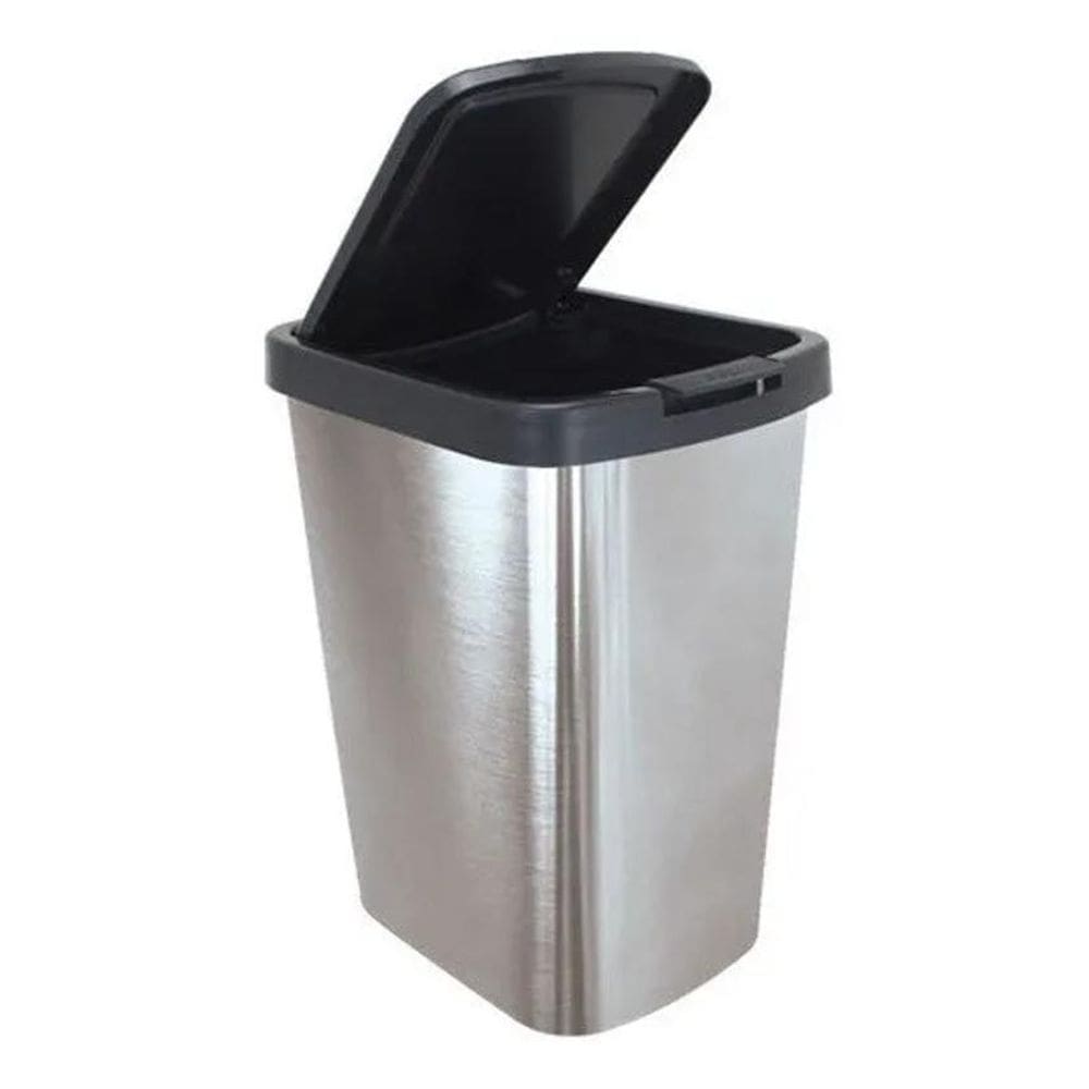 Lixeira Prática 9 Litros Prata Click Label 25462 Arqplast