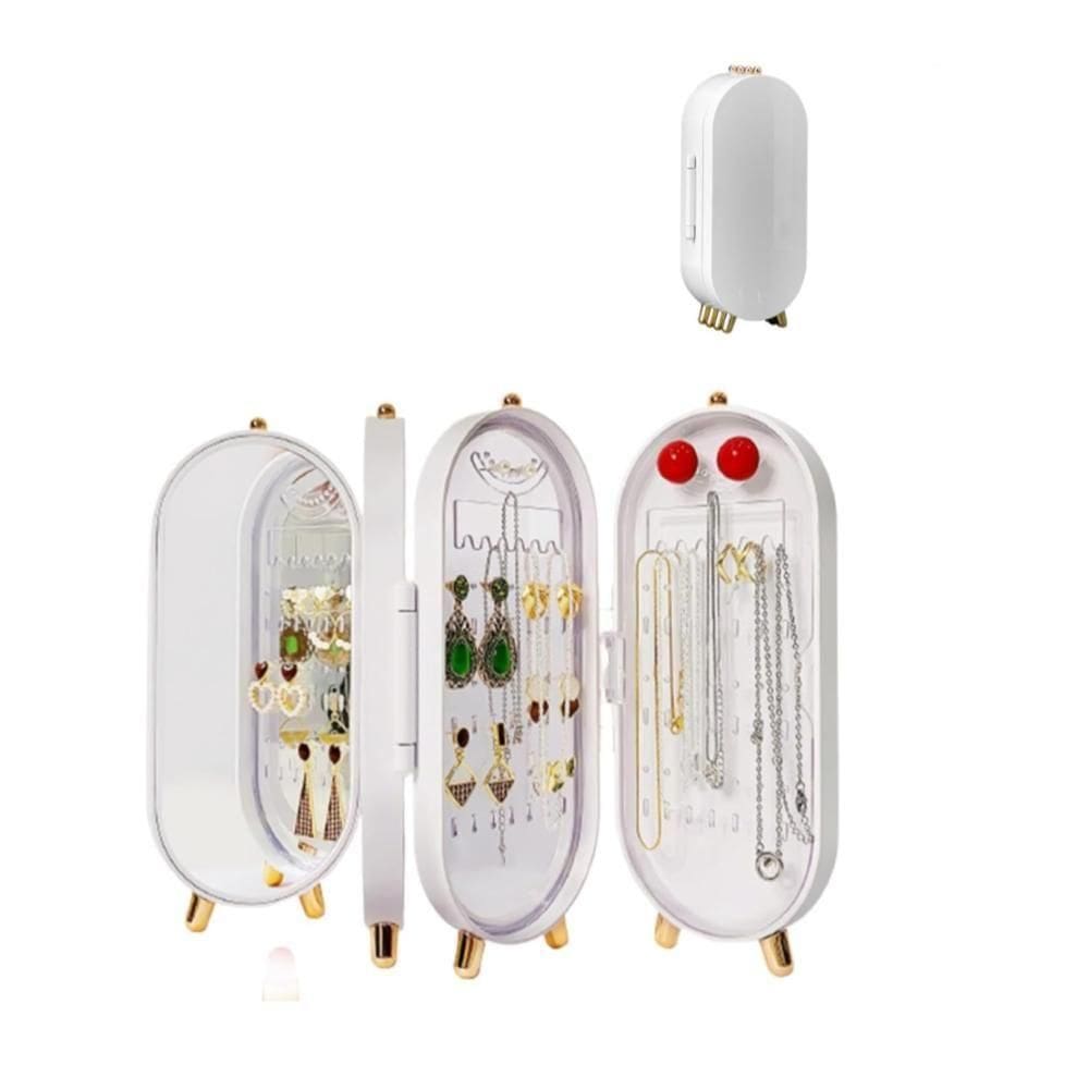 Porta Joias Dobravel Espelho 3 Compartimentos Acrilico