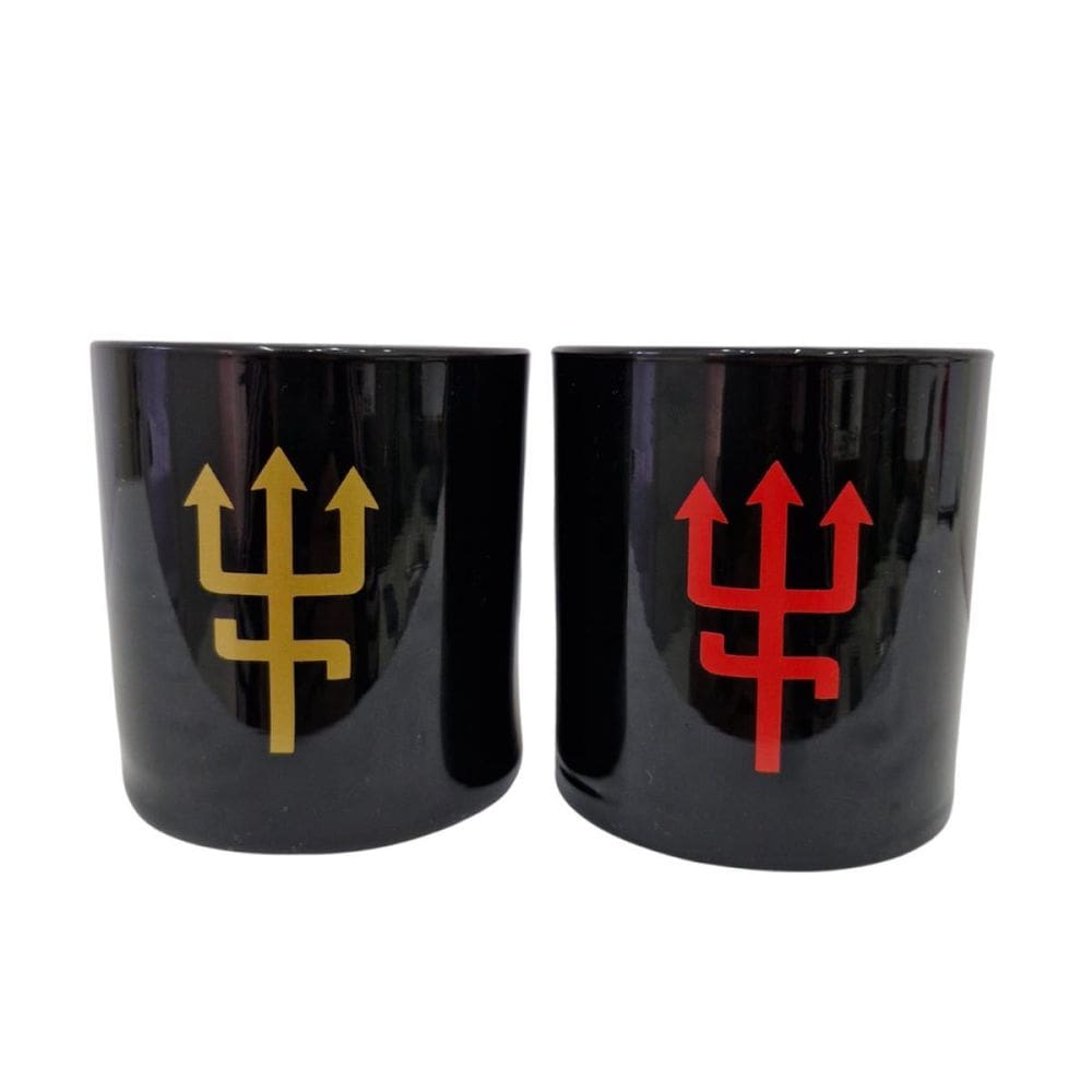 Kit 2 Copos Vidro Preto Whisky Exu Tridente