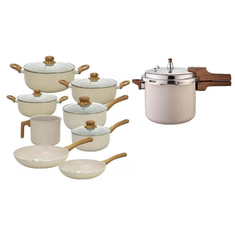 Jogo De Panelas Com Panela De Pressão 9 Peças Vanilla Sahara