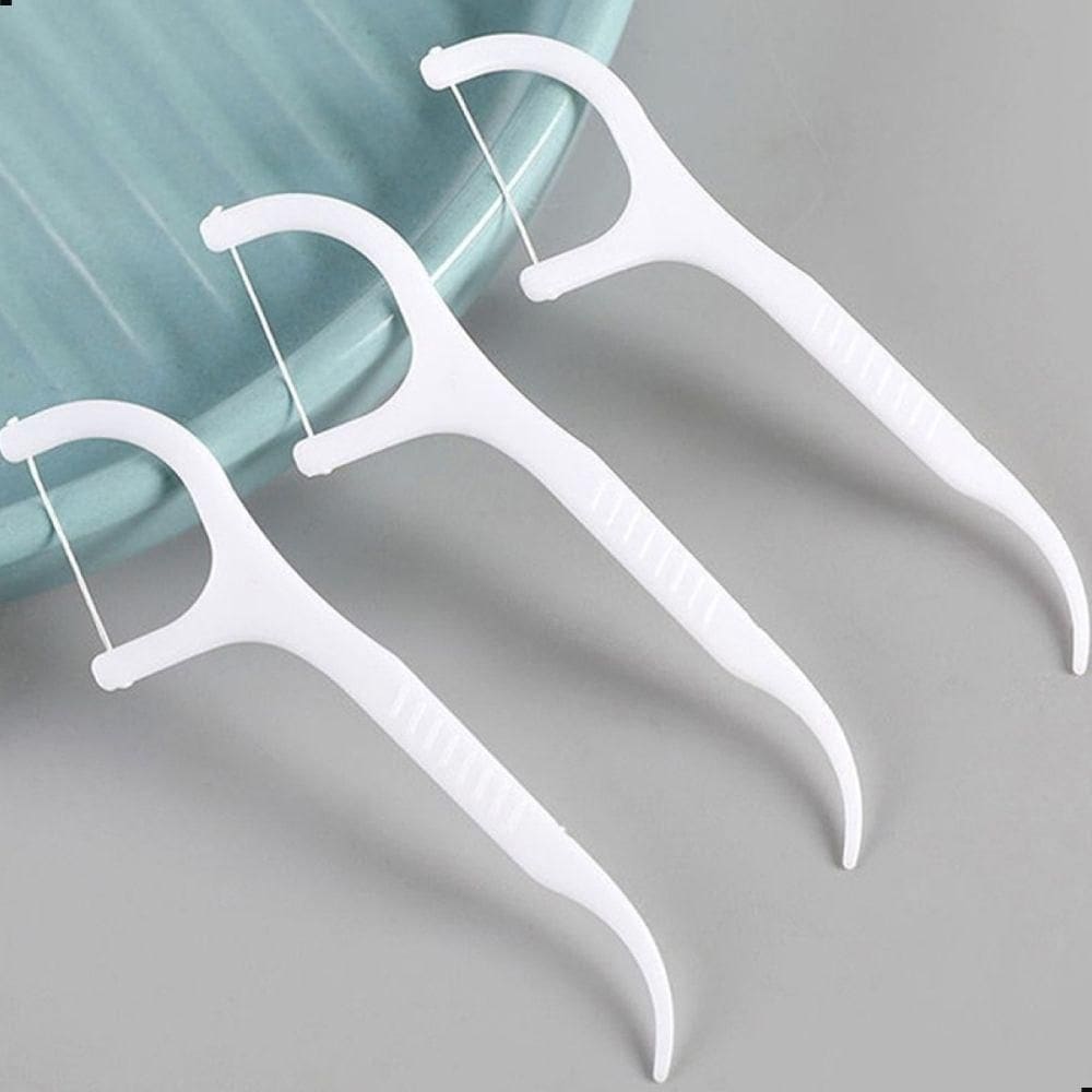 Kit 30 Fios Dentais Com Cabo Haste Dental Flosser Descartável Higiene Bucal Portátil