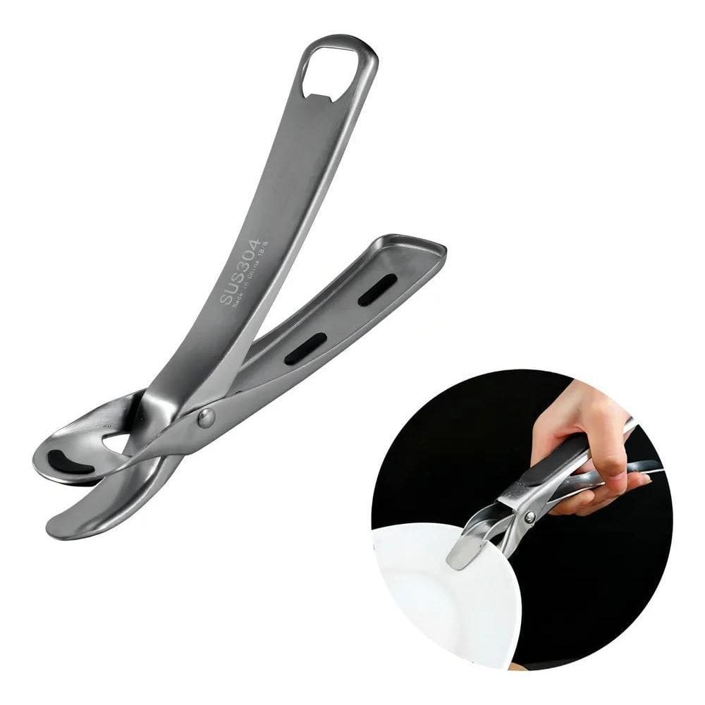 2X Pinça Rígida Inox Pegador Pratos Quentes Panela Travessa