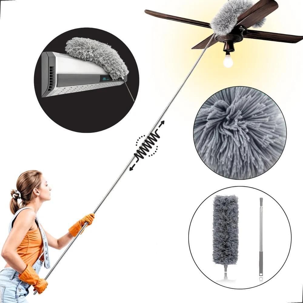 2X Espanador De Pó Cabo Longo Extensível 2,80M Eletrostático