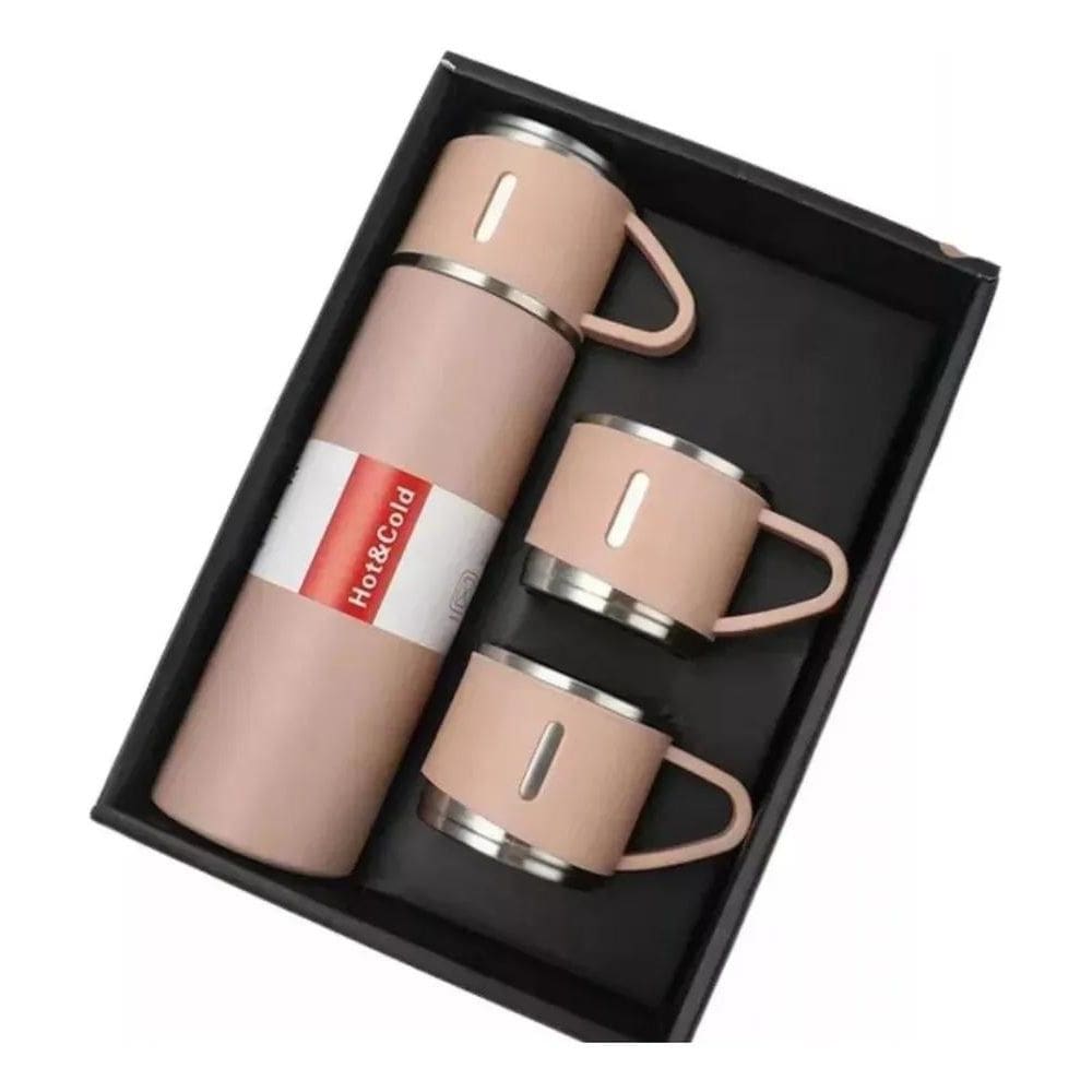 10X Garrafa Térmica Com Xícaras Inox Vacuum Flask Set Água