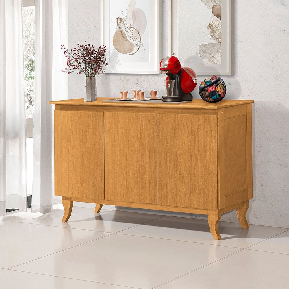 Buffet de Madeira Maciça Aparador Monterrey 3 Portas Imbuia