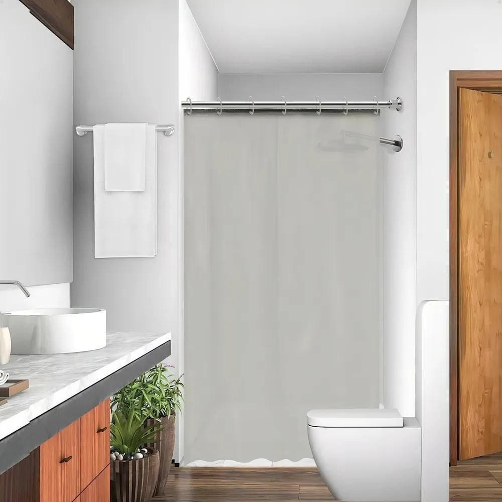 Cortina De Banheiro Box Lisa Impermeável Antimofo Ganchos
