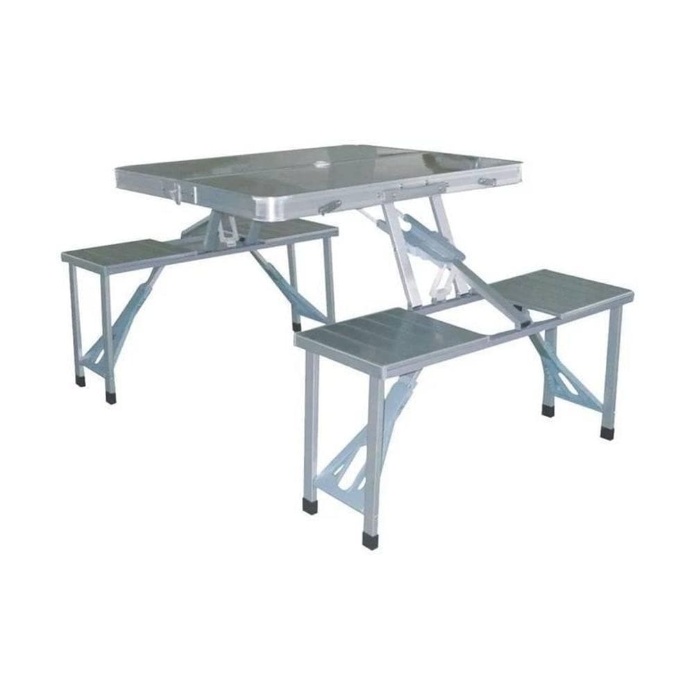 Mesa Dobrável Com Banquinho Camping Dobrável Vira Maleta