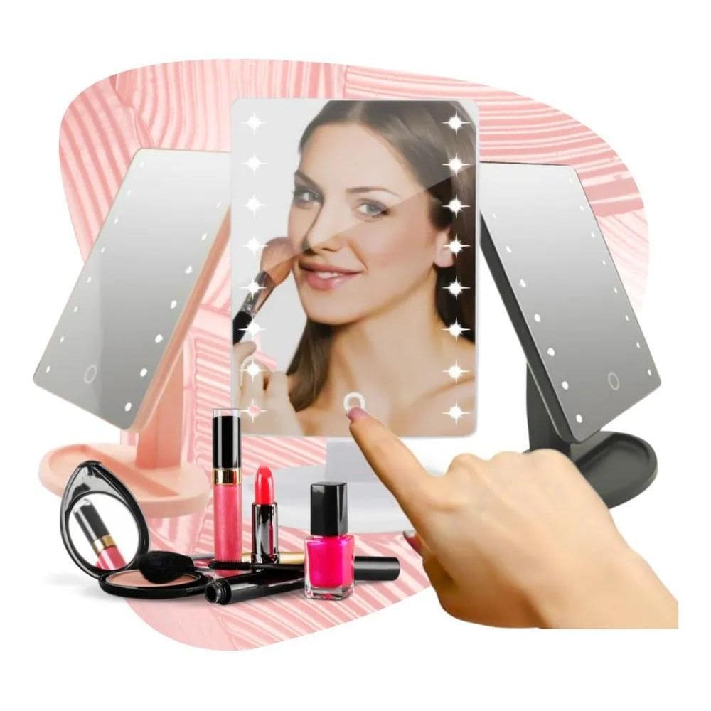10X Espelho De Mesa 16 Led Portátil Maquiagem Camarim Regul