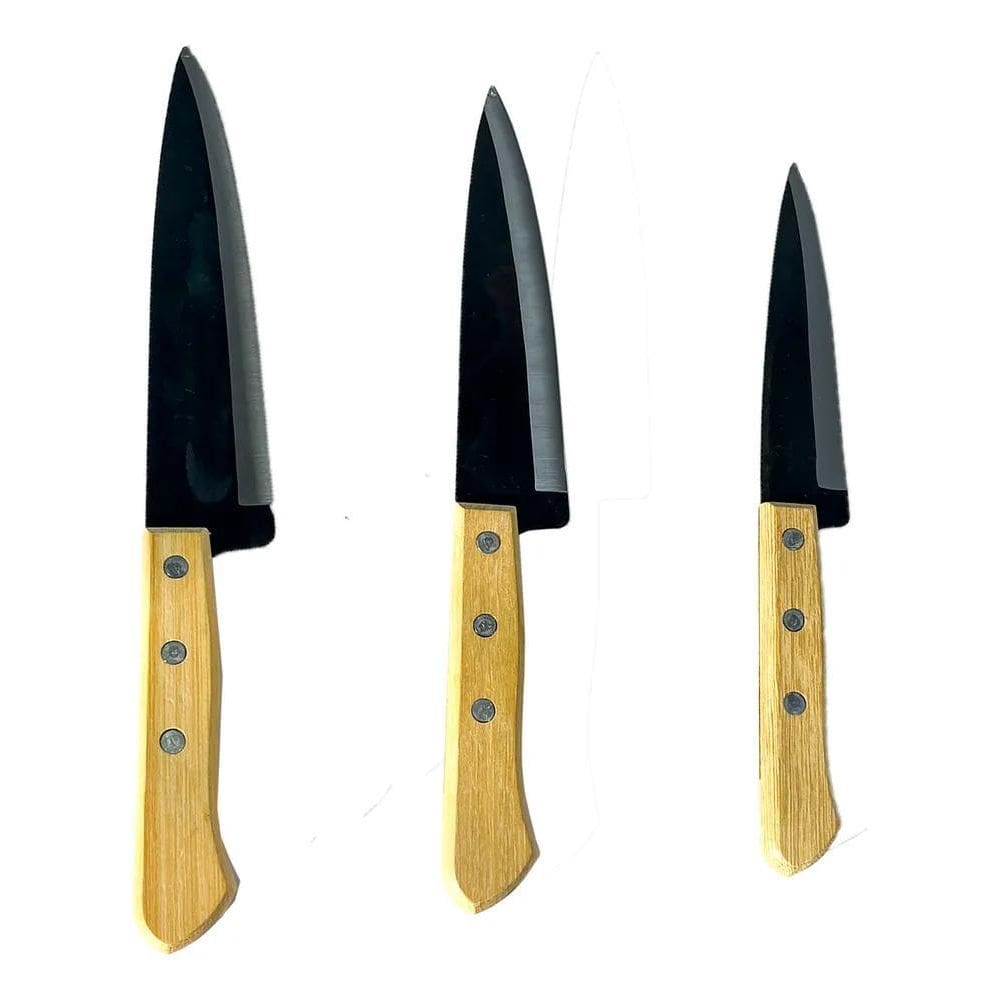 Faca Peixeira Kit Com 3 Tamanhos Tramontina Aço Carbono