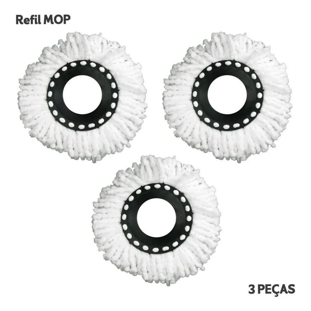 Refil Mop Giratório - Universal - Kit Com 3 Unidades - Nybc