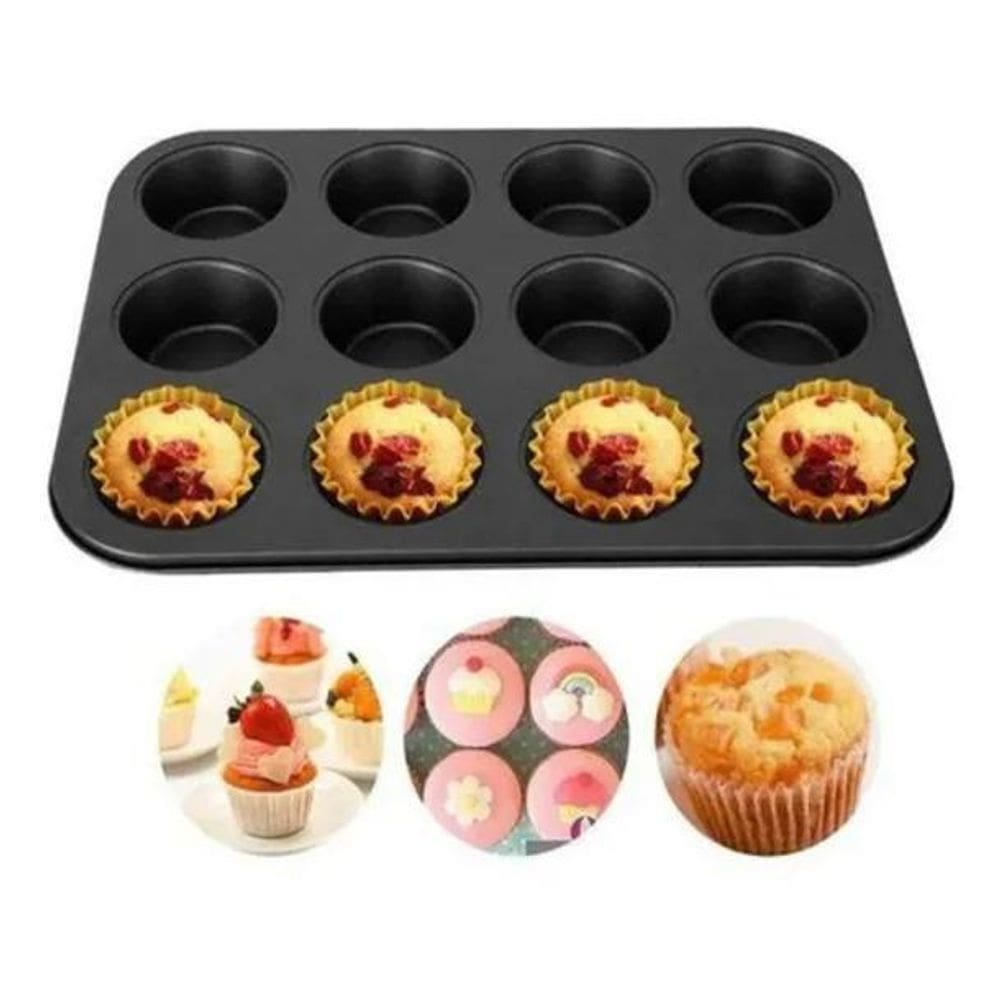 3X Forma Assadeira Cupcake 12 Cavidades Antiaderente