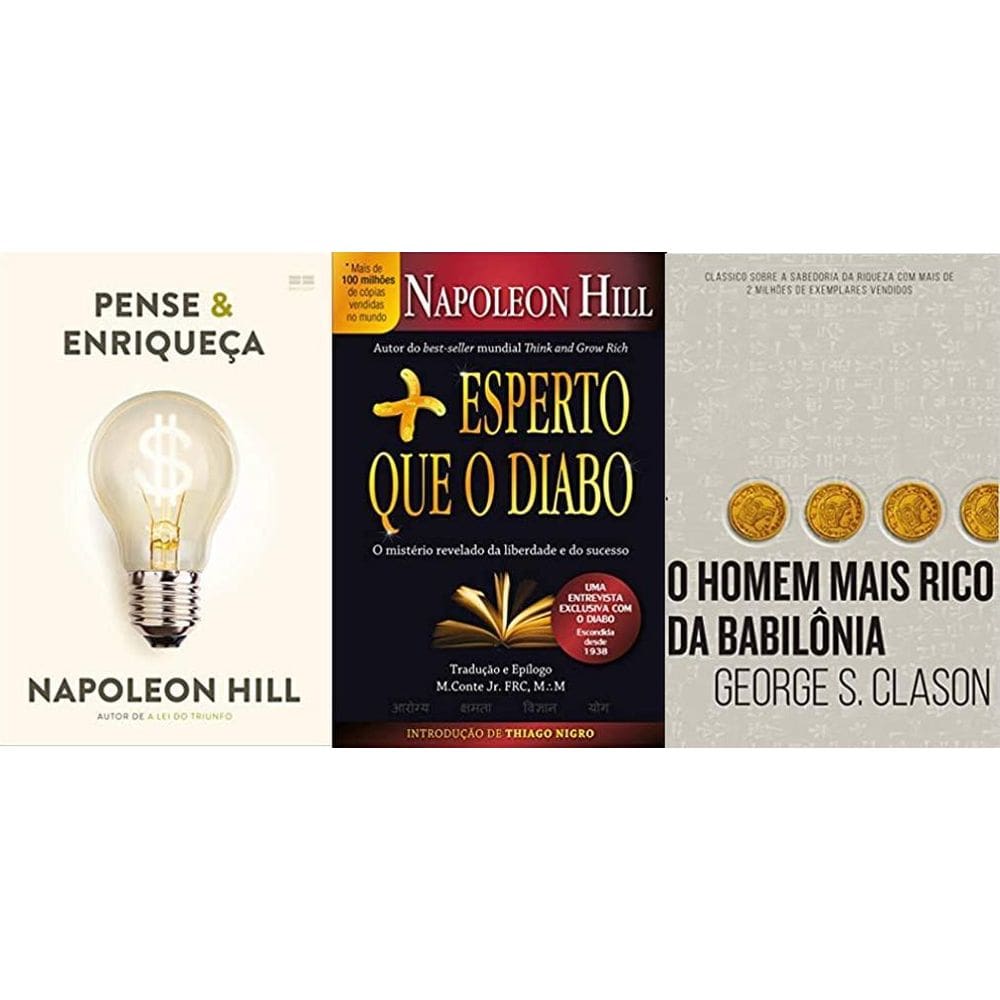 Kit 3 Livros Pense E Enriqueça + Mais Esperto Que O Diabo +