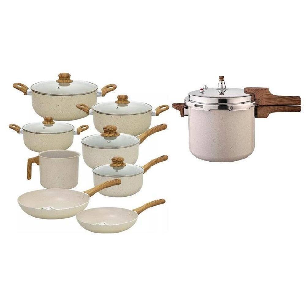 Jogo De Panelas Com Panela De Pressão 9 Peças Vanilla Sahara