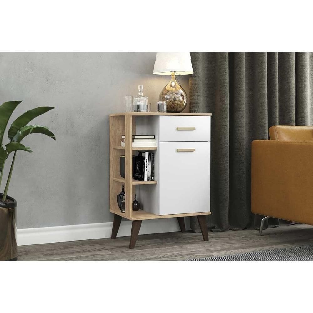 Balcão De Cozinha Retrô C- 1 Porta E 1 Gaveta 53cm -branco - Movelbento