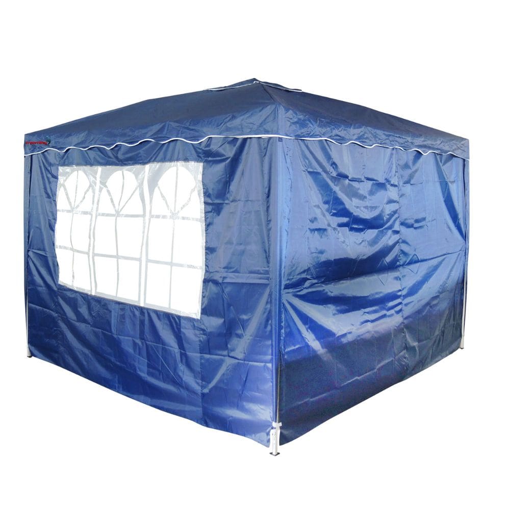 Tenda Gazebo Articulada 3x3 m com 2 Paredes Azul Alumínio Barraca Praia Camping Sanfonada Bolsa