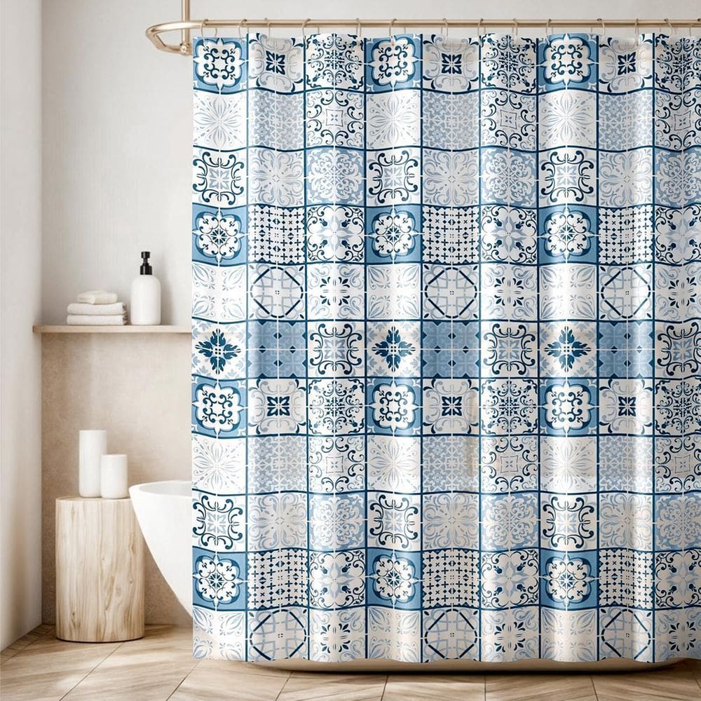 2 Cortina Box Banheiro Antimofo Ganchos 180X180 Pev Es M08