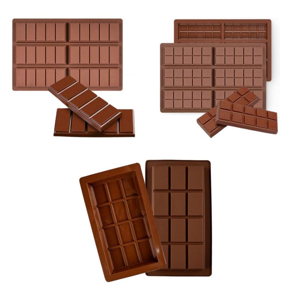 Kit 3 Forma Barra De Chocolate Em Silicone Antiaderente