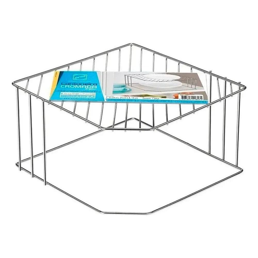 10X Organizador Prato Prateleira Cantoneira Cozinha Cromado