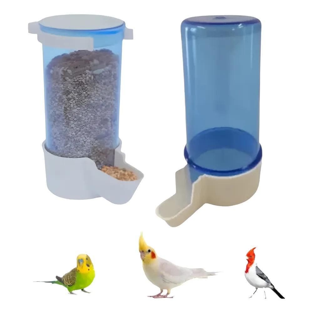 Kit Comedouro Automático + Bebedouro - Calopsita- Malha Fina