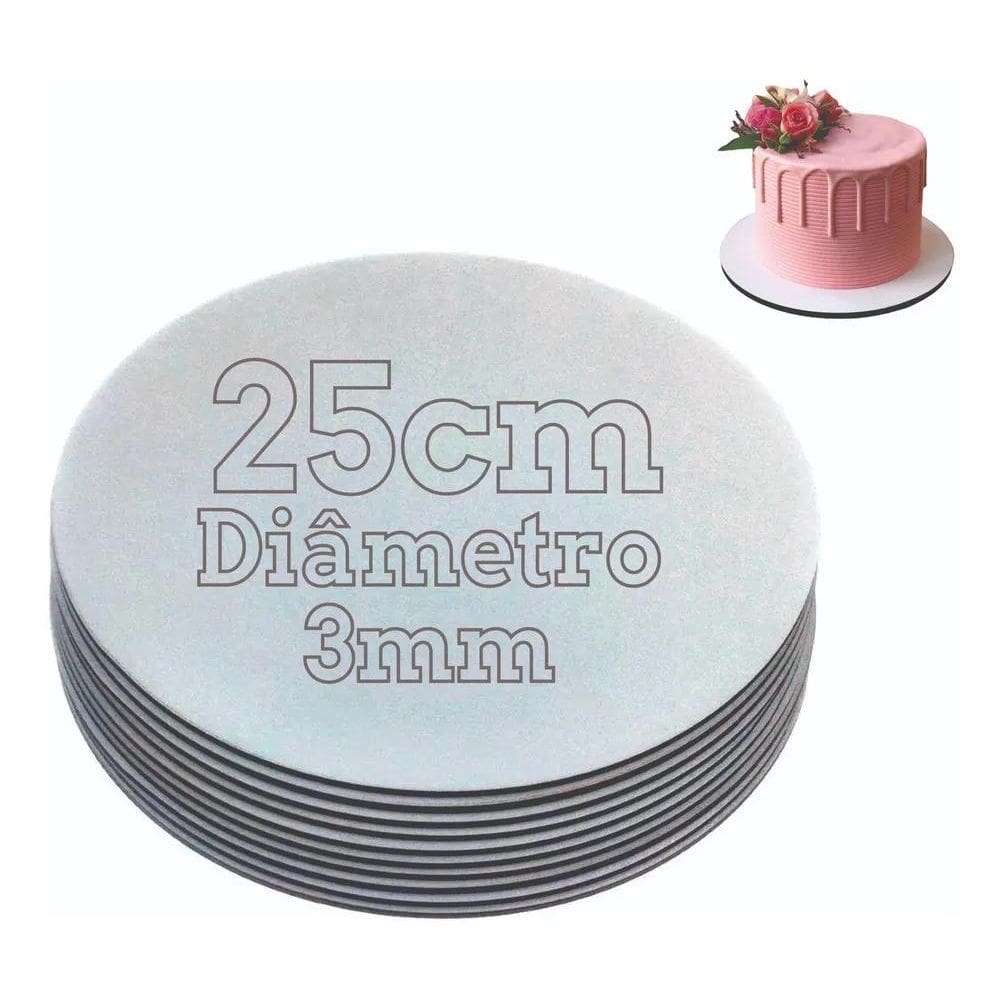 Cake Board 25Cm Tabuleiro Prato De Bolo Mdf Kit Com 10 Bases