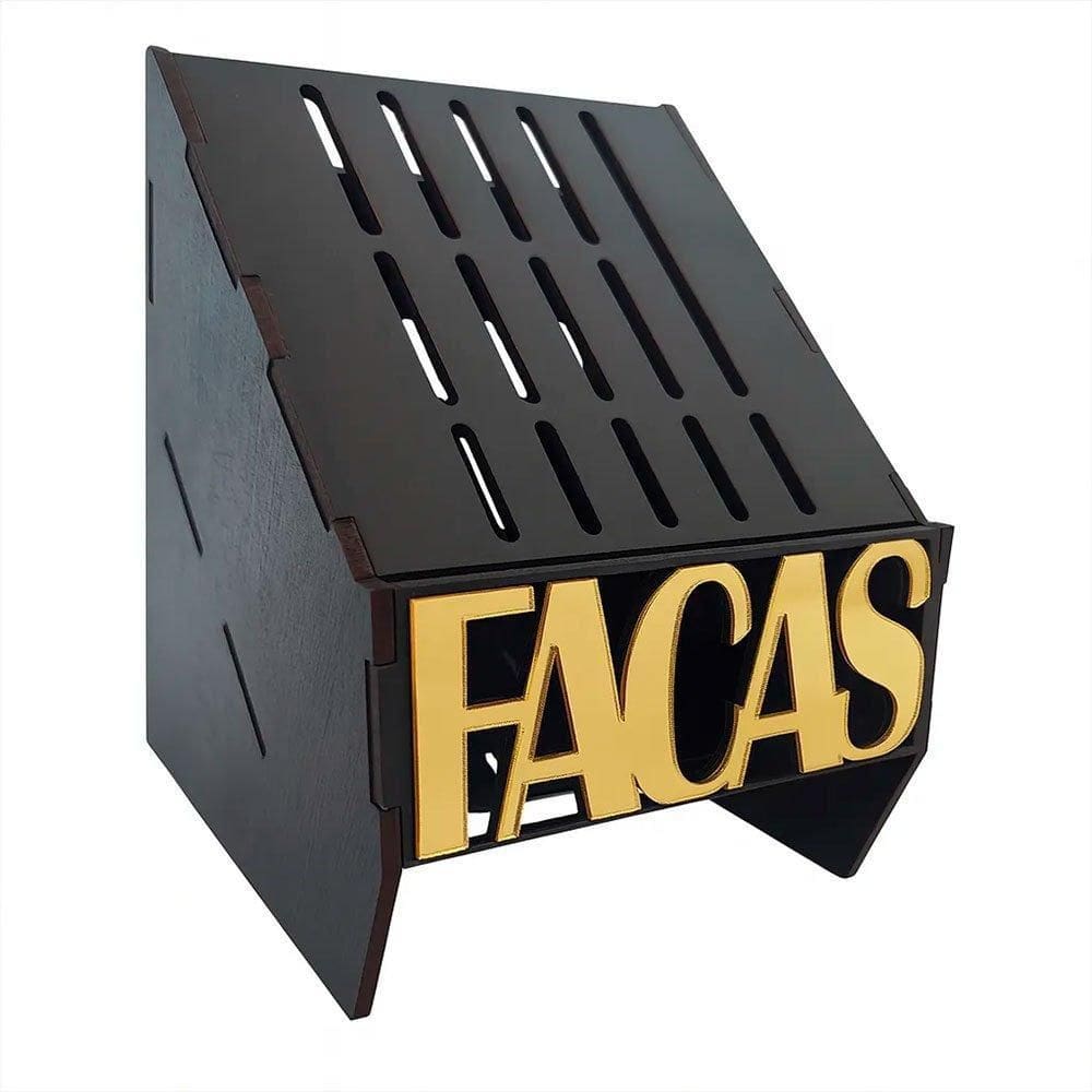 Porta Facas Faqueiro Organizador Cozinha Gourmet Decor Gold