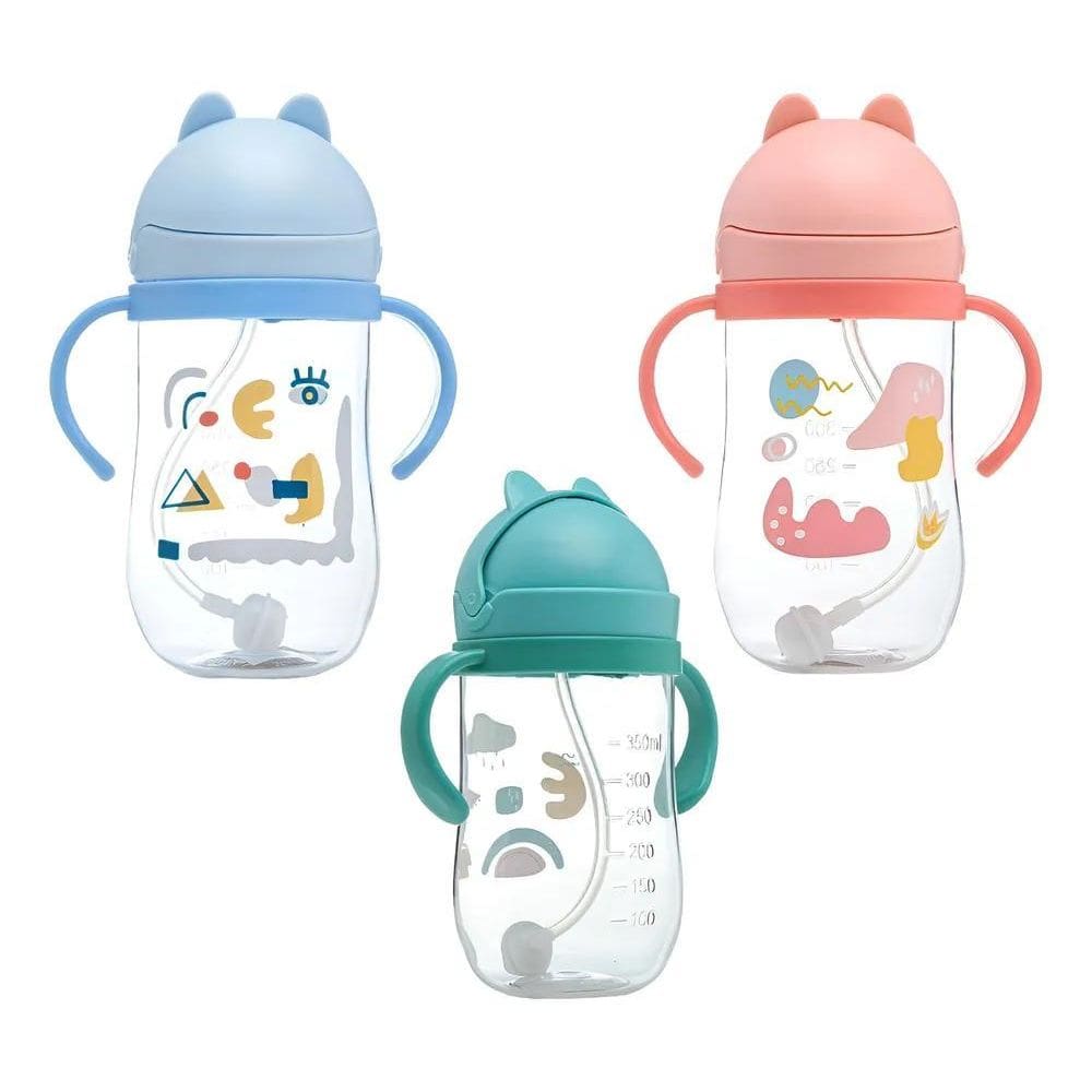 Copo Infantil Antivazamento Transição Canudo Sili Formas Azu