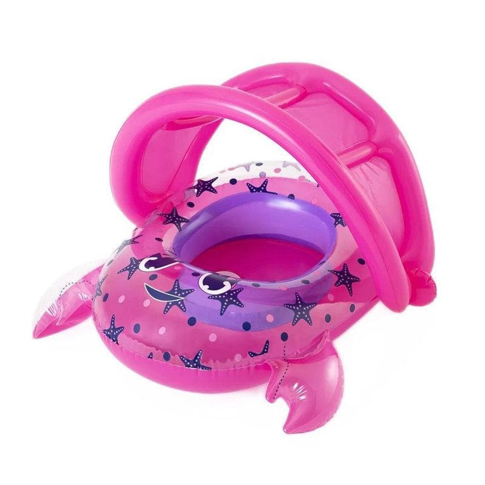 Bote Infantil Caranguejo Rosa Boia Inflável Com Cobertura