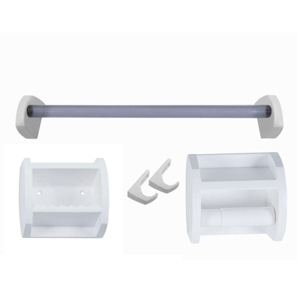 Conjunto Acessórios Kit Completo Para Banheiro Cor Branco