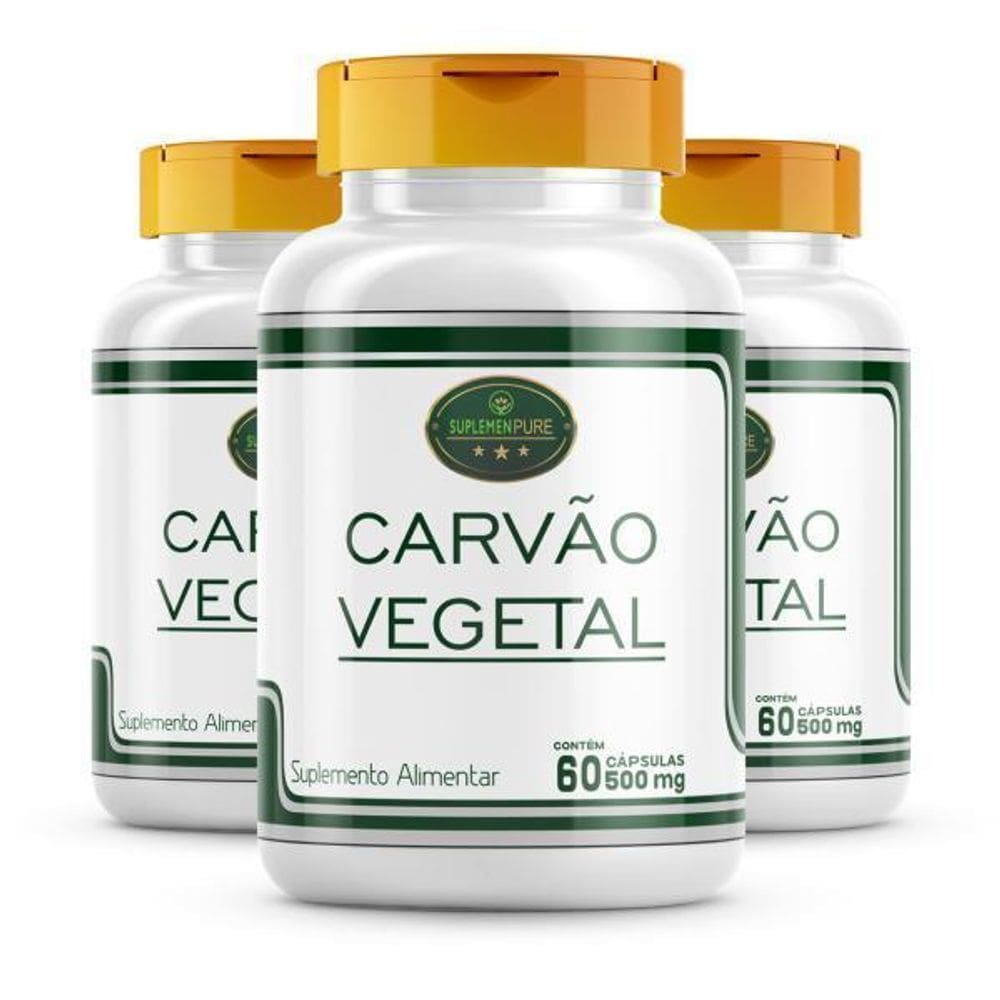 3X Carvao Vegetal Ativado Puro 60Caps 500Mg