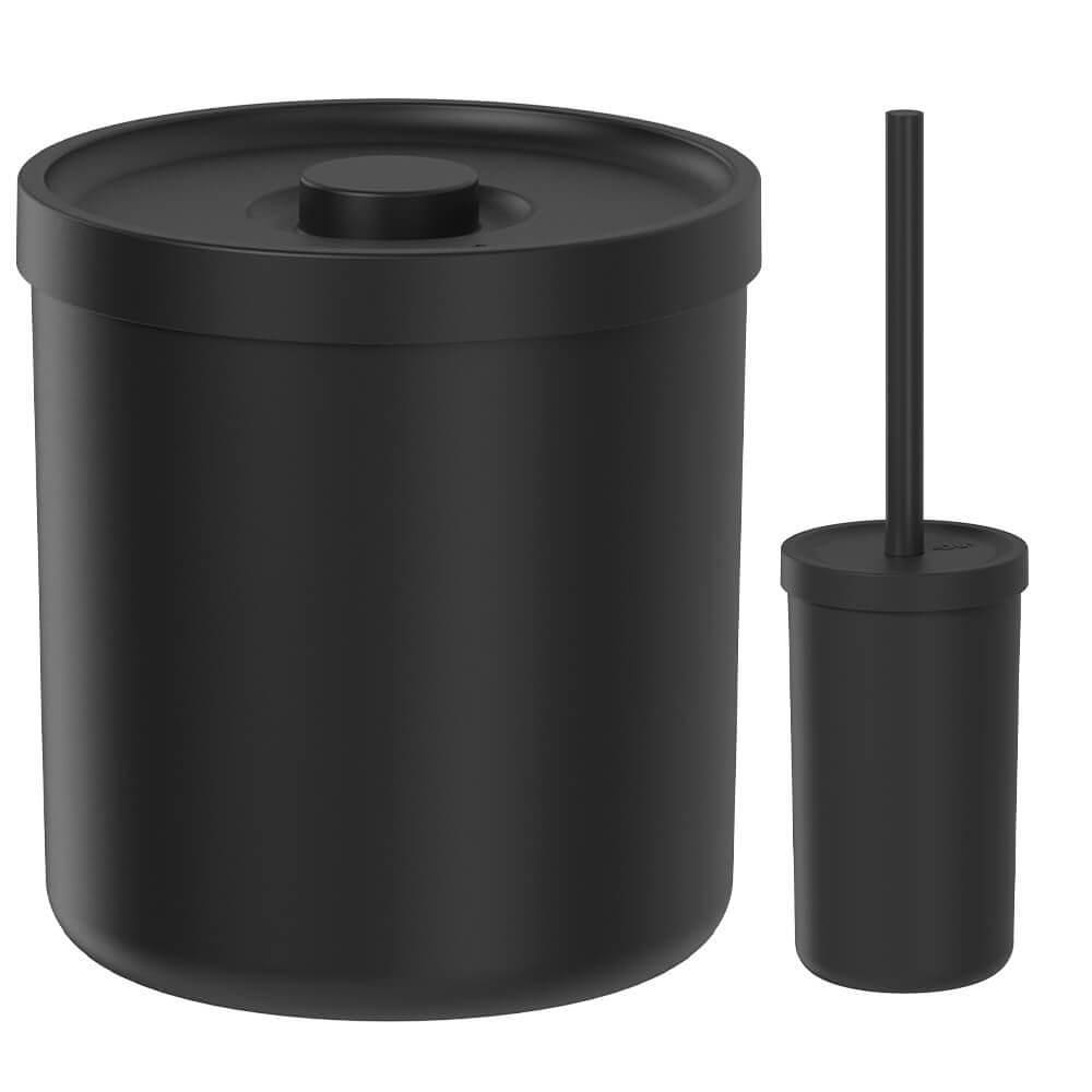 Lixeira Para Banheiro 6L E Escova Sanitária Preta Bold - Ou