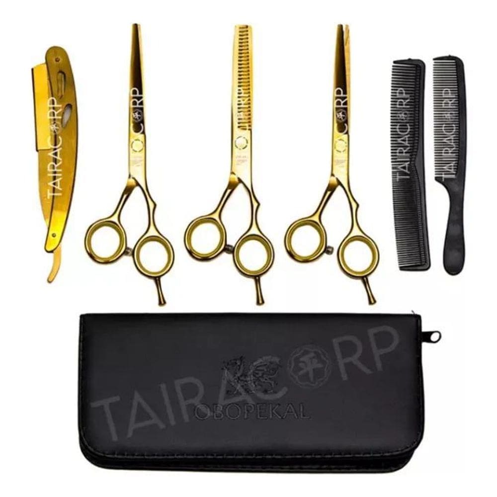 Kit 3 Tesouras Profissionais Navalha Cabeleireiro Barbeiro