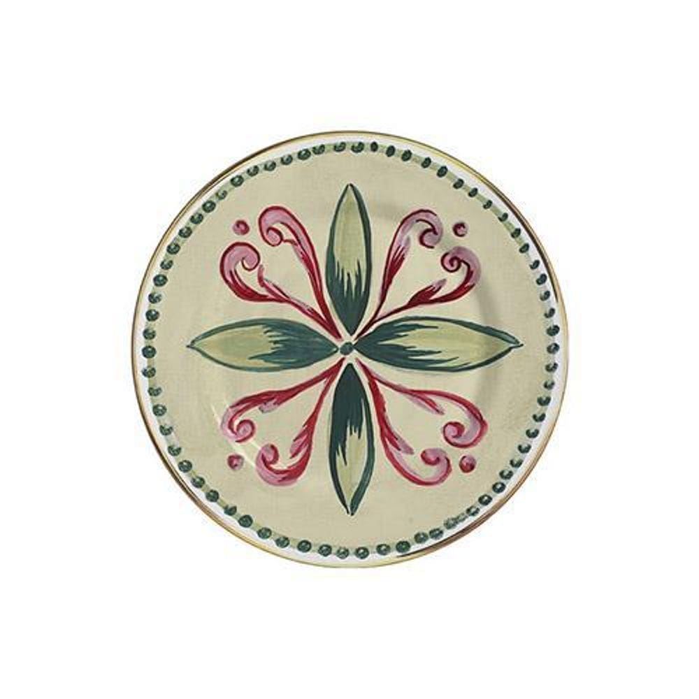 Conjunto Com 6 Pratos Sobremesa Ravello Filete Ouro 21Cm