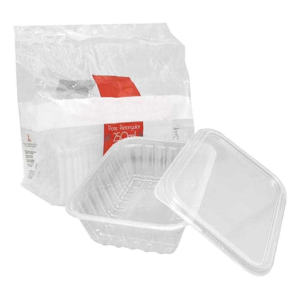 Pote E Tampa Retangular Prafesta 250Ml Freezer E Microondas