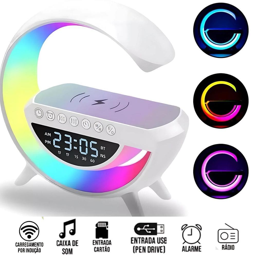 Luminária Bluetooth Com Áudio Hi-Fi E Recarga Inteligente