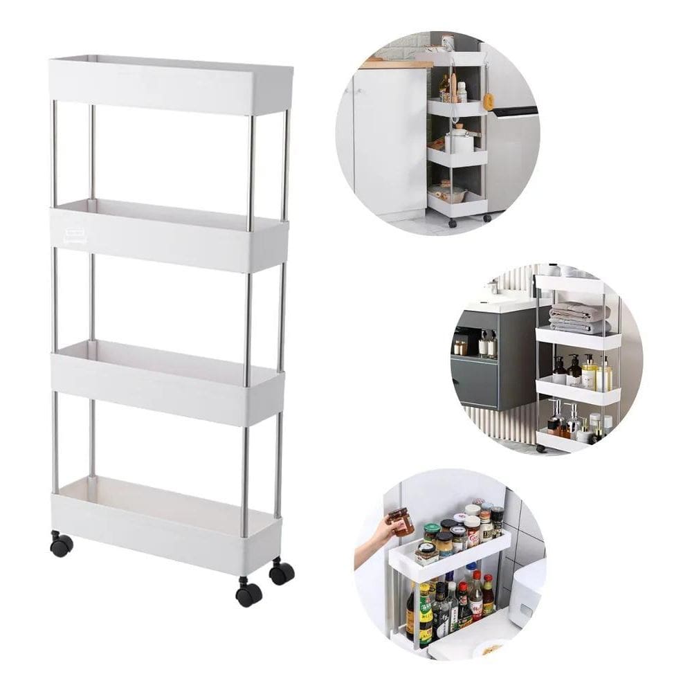 Carrinho Organizador Multiuso 4 Cestos Slim Cozinha Banheiro