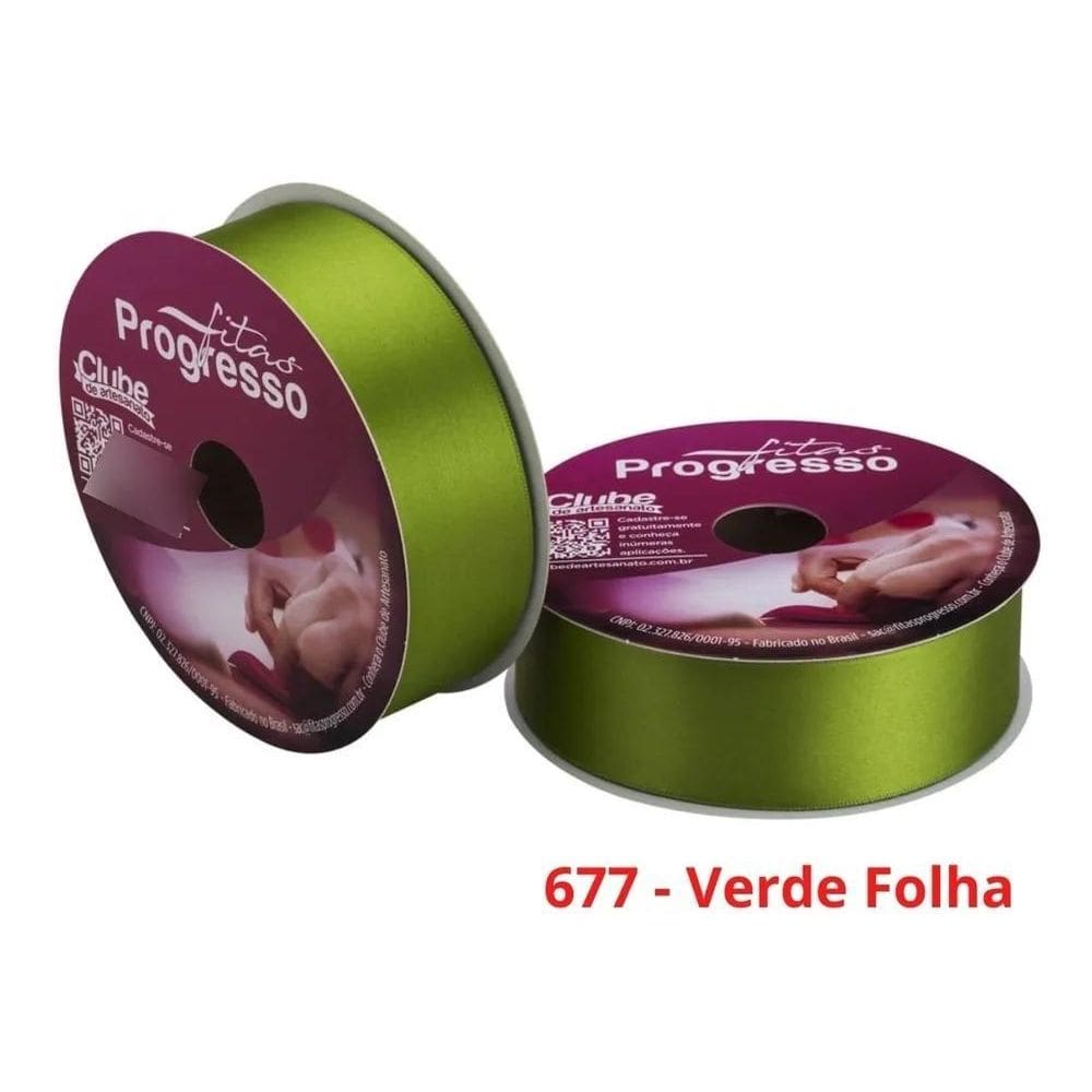 Fita De Cetim Nº 9 50 Metros X 677 - Verde Folha